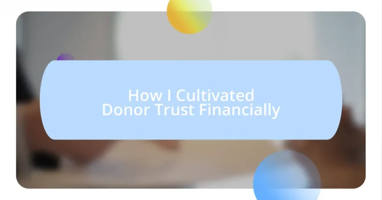 How I Cultivated Donor Trust Financially