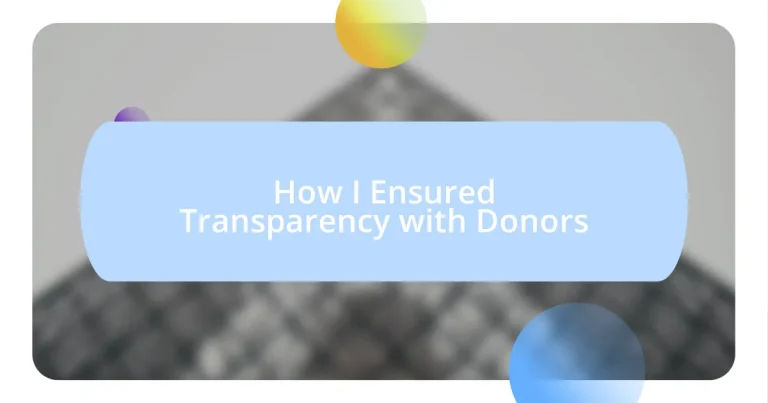 How I Ensured Transparency with Donors