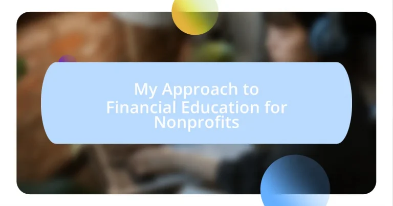 My Approach to Financial Education for Nonprofits