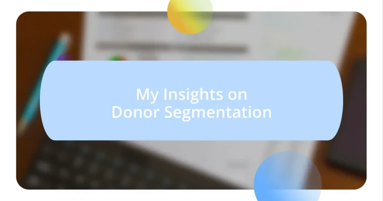 My Insights on Donor Segmentation