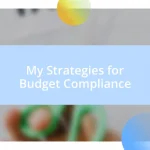 My Strategies for Budget Compliance