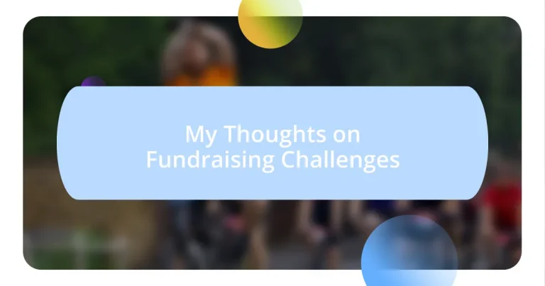 My Thoughts on Fundraising Challenges