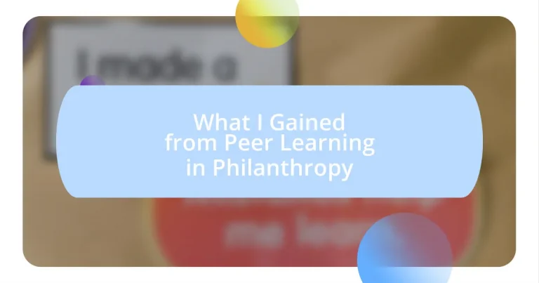 What I Gained from Peer Learning in Philanthropy