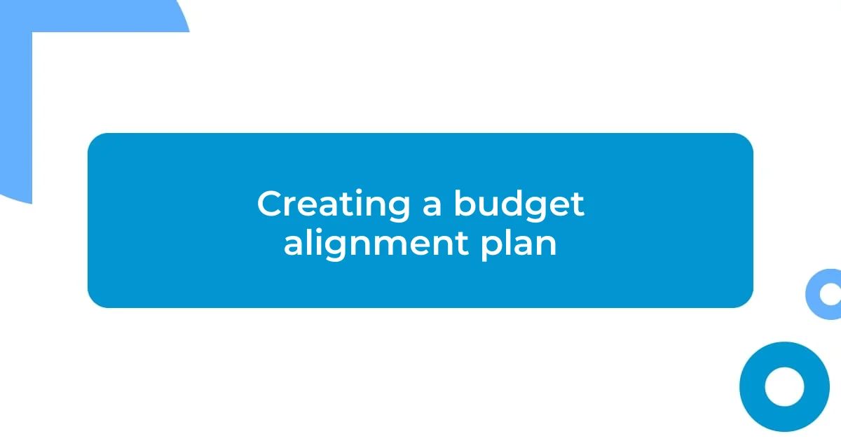 Creating a budget alignment plan